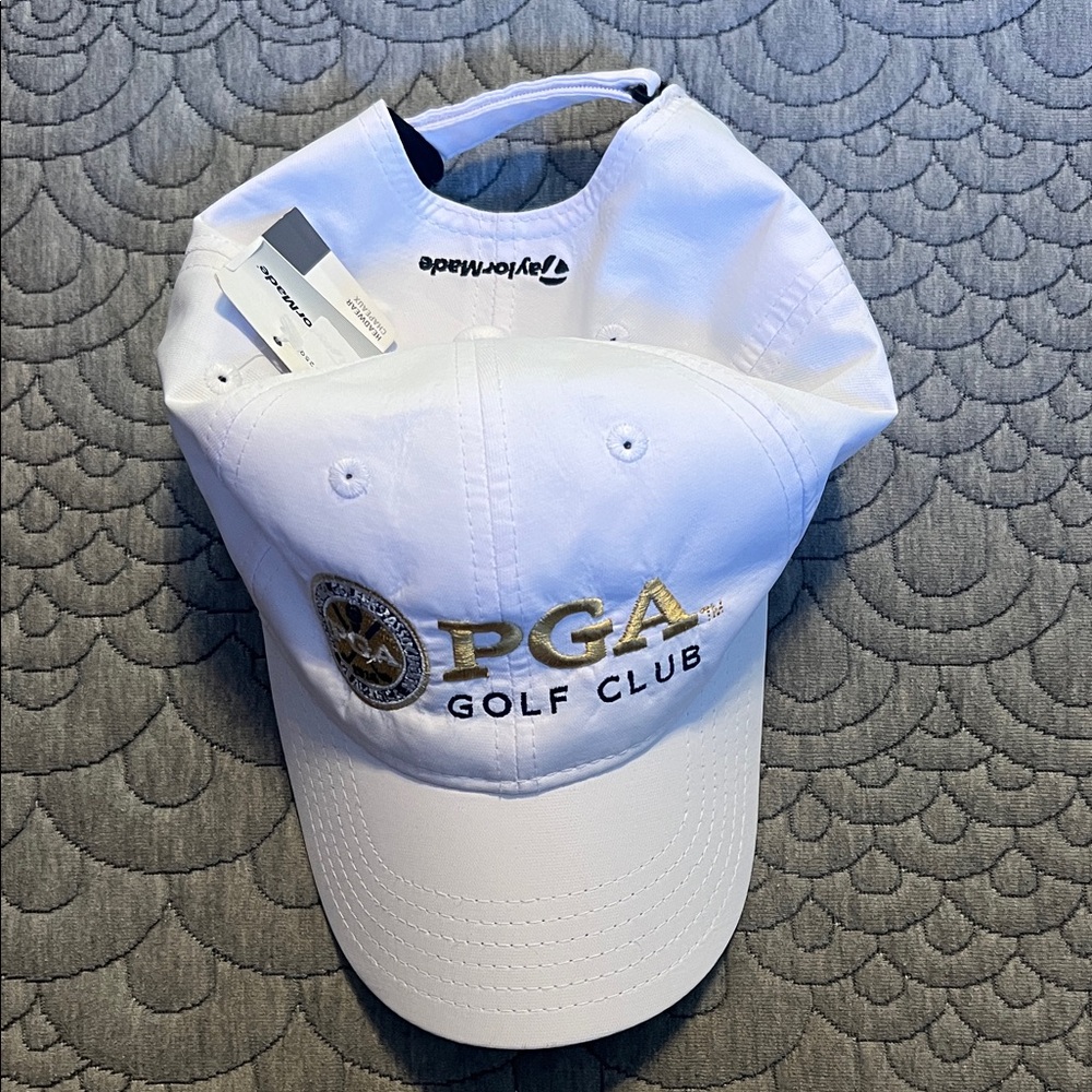 TaylorMade White and Gold PGA Golf Club Hat